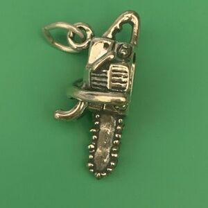 .925 Garden Chainsaw Sterling Silver Jewelry Charm #garden tools #trees
